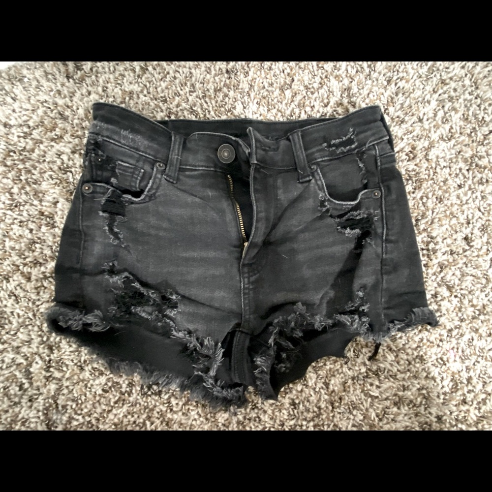 Black ripped high waisted American Eagle shorts